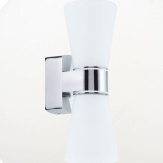 Απλίκα μπάνιου CAILIN 94989 δίφωτη χρωμιομένο αλουμίνιο-ματ άσπρο γυαλί