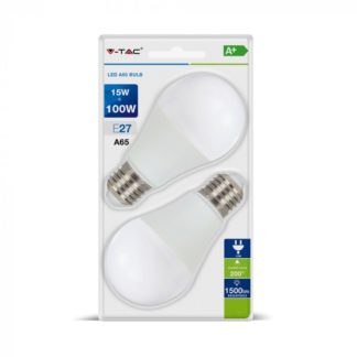 Λάμπα LED E27 A65 SMD 15W Θερμό λευκό 2700K Λευκό Blister 2 τμχ 7300