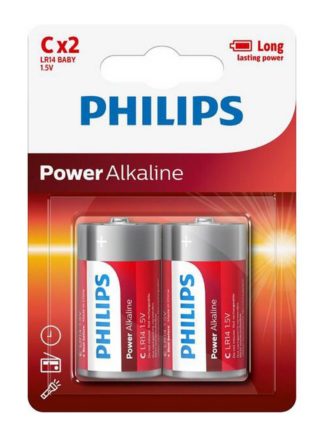 Philips Power Alkaline Αλκαλικές Μπαταρίες LR14 C 1,5V POWERLIFE 2 τεμάχια, LR14P2B