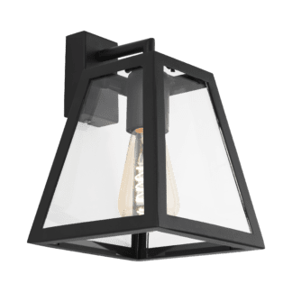 Απλίκα industrial, μέταλλο μαύρο & διάφανο γυαλί EGLO AMESBURY 1 49889