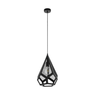 Κρεμαστό industrial φωτιστικό μονόφωτο Ø30cm, μέταλλο μαύρο EGLO BROMWICH 49146