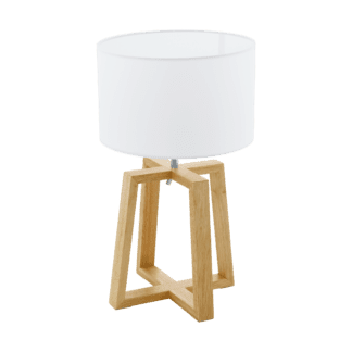 Επιτραπέζιο φωτιστικό E27 1Χ60W, ύψος 44cm, βάση ξύλινη & υφασμάτινο λευκό καπέλο CHIETINO1 97516