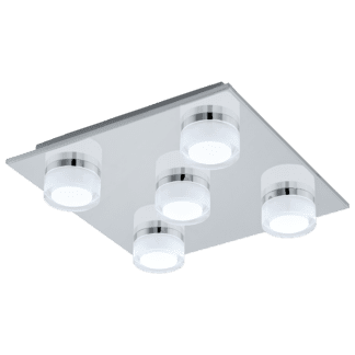 Φωτιστικό οροφής πεντάφωτο LED 5X7,2W θερμό φως, dimmable, μέταλλο χρώμιο & σατινέ πλαστικό ROMENDO 1 96544