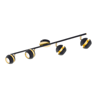Σποτ Oροφής & Tοίχου LED Tετράφωτο 4×3,3W Mεταλλικό από μαύρο-χρυσαφί ατσάλι Eglo Nocito 95485