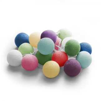20 LED Cotton balls με μπαταρία & χρονοδιακόπτη (Happy) - Χριστουγεννιάτικα Λαμπάκια - 27-00425