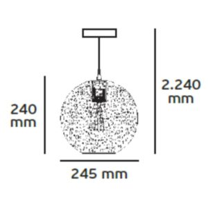Κρεμαστό Φωτιστικό ισχύος 60W Φ245mm Μεταλλικό με Θερμό Λευκό φώς VK 75169-228115