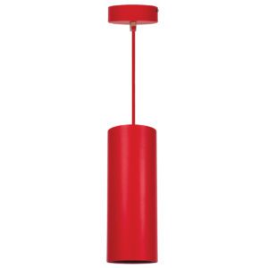 Κρεμαστό φωτιστικό Μονόφωτο μεταλλικό κυλινδρικό με πλαίσιο από αλουμίνιο σε κόκκινο χρώμα VK 75169-196108
