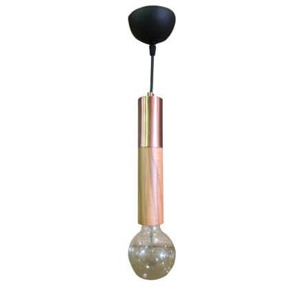 Φωτιστικό Κύλινδρος, Μέταλλο χάλκινο και Ξύλο,Διαμ.5cm, MEC-3480-1XALKO