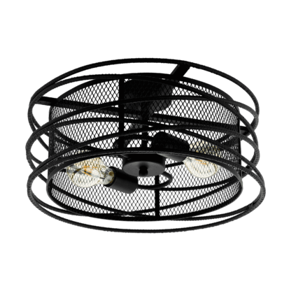 Πλαφονιέρα-φωτιστικό οροφής δίφωτο 2xE27 μεταλλικό σε μαύρο πλέγμα Eglo APETON 43091