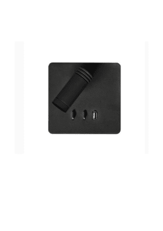 Απλίκα τετράγωνη με usb led σε μαύρο χρώμα Fosme 17-00669-2